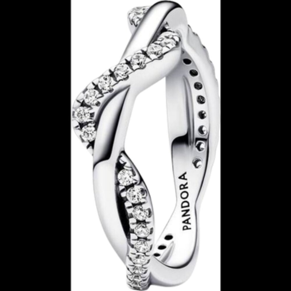 Sparkling Intertwined Wave Ring - image 1